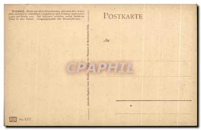 Boppard — vista del Rin y del castillo — editor IBi, n.º 127 — Reverso