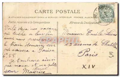 Rouen — Monument de Joana d'Arc — Bilhete postal antigo n°2217 — Verso