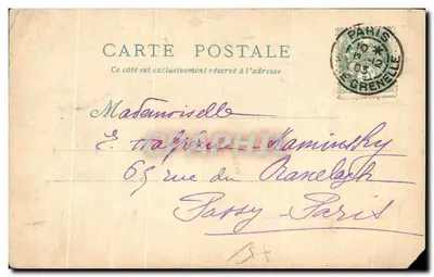 Stara pocztówka Le Vieux Paris Eglise St Julien des Menetri — Rewers