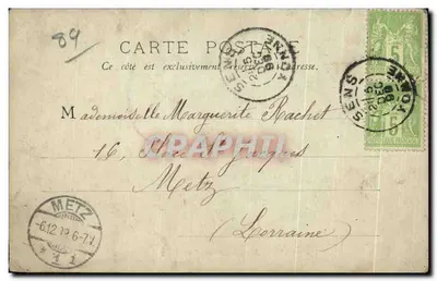 Stara pocztówka Sens Porta Archeveche karta 1899 — Rewers