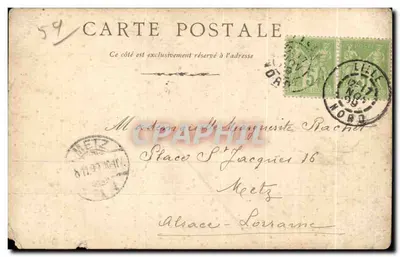 Stara pocztówka Lille — Kościół Świętego Serca, karta 1899 — Rewers
