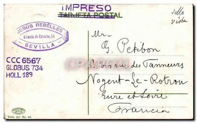 Sevilla — Szczegóły sal w Alcázarze — wydawca Jésus Rebéllés, seria 501 n° 86 — Rewers