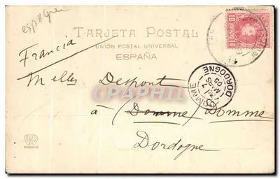 Ponte internacional sobre a Bidassoa — metade francesa, metade espanhola — Hauser y Menet, Madrid, n° 922 — Verso
