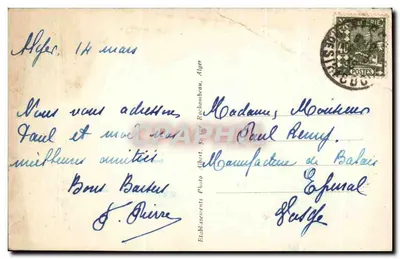 Bilhete postal antigo Argel Vista Geral tirada de avião — Verso