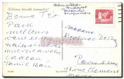 Pasenfeest — Kind dat eieren versiert — Uitgever Képzőművészeti Áll. Művészeti Kiadó, n° 101/614 — Achterkant