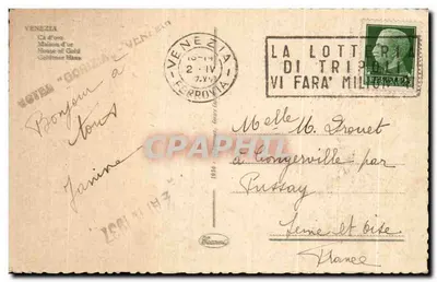 Venezia — Palazzo Ducale — Soggetto: gondoliere sul Canale Grande — editore 'Cecconi' — Verso