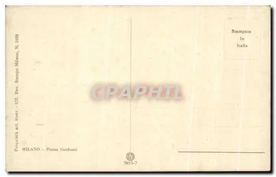 Piazza Cordusio — Mediolan — wydawca Fiser, nr 2653-7 — Rewers