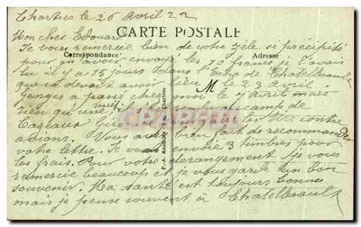 Stara pocztówka Chartres Katedra Widok z Placu Chatelet — Rewers