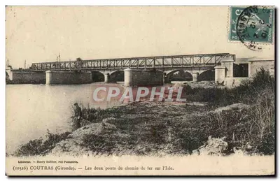 COUTRAS (Gironde) — Os dois pontes da ferrovia sobre a Isle — Henry Guillier, rue Fondeuve