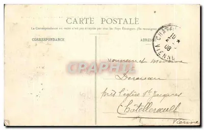 Tarjeta postal antigua Cherbourg La Revista del 14 Julio El Vice Almirante prefecto marítimo otorgando las Decoraciones en la Plaza Napoleón 1° — Reverso
