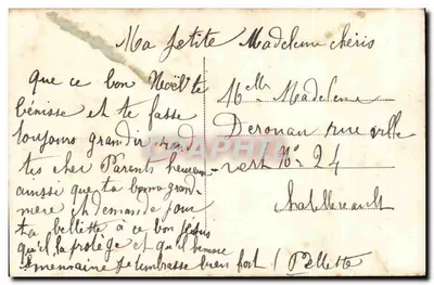 Menina em traje de Natal — 'Feliz Natal' — editor desconhecido, n° 3256 — Verso
