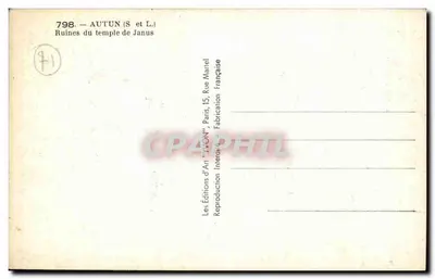 Autun (S et L.) — Ruines du temple de Janus — Éditions d'Art 'VON', Paris — Rewers