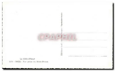Widok Côte d'Azur — NICE — Widok z Mont-Boron — Éditions Loël — Rewers