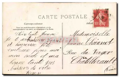 Amor da Idade Média — cena de romance — R. MOREAU Paris, n° 1018 — Verso