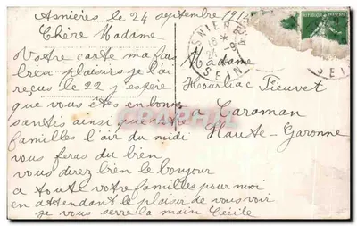Trem a vapor — Um Olá — J'Asnières — Verso