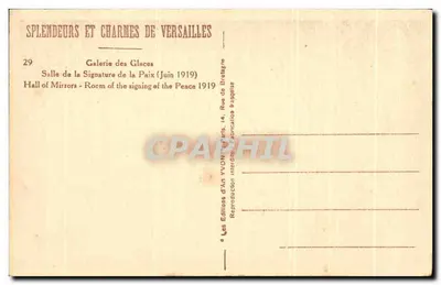 Galeria dos Espelhos — Sala da Assinatura da Paz — Editor YVON, n°29 — Verso