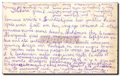 Cartolina d'epoca Lourdes Les Hautes Pyrénées Casa paterna di Bernadette Soubirous — Verso