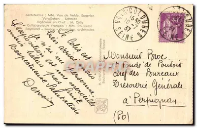 Pavillon della Belgica — Esposizione Internazionale Parigi 1937 — editore H. Chifaud, n° 104 — Verso