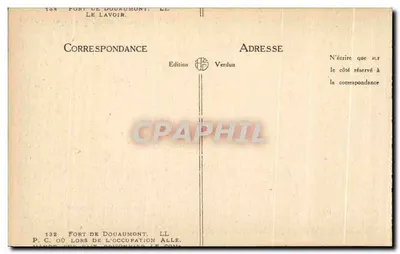 Forte de Douaumont — O Lavatório — Edição Verdun — Verso