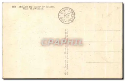 Sala da Aquilon — Abadia do Mont-Saint-Michel — editor Serv. Commercial Monument Historiques — Verso