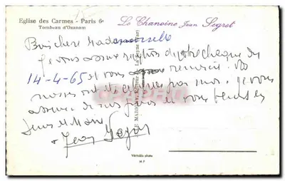 Tomba di Ozanam — Chiesa dei Carmelitani, Parigi 6° — Editore Express — Verso