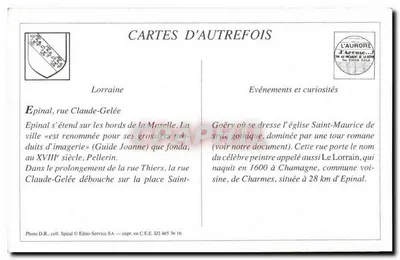 Épinal - Rue Claude-Gelée — widok ulicy z tramwajem i budynkami — Édito-Service SA, n° D2 465 36 16 — Rewers