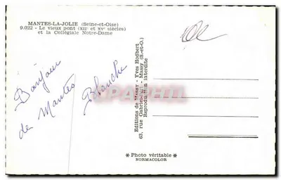 Mantes-la-Jolie — Il vecchio ponte (xii° e xve secoli) e la Collegiata di Nostra Signora — Éditions de Massy, Yves Hodbert — Verso