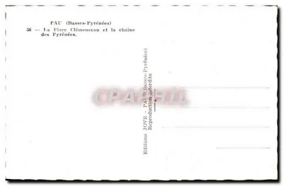 PAU (Basses-Pyrénées) — Plac Clémenceau i łańcuch Pyrenée — Wydawnictwo JOVE — Rewers
