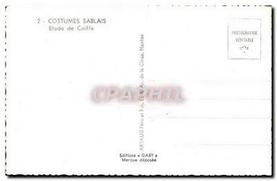 Mulher com traje sablais — Estudo de touca — Éditions Gaby, Nantes — Verso