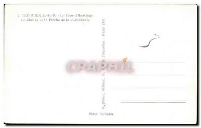 Tréguier (C.-du-N.) — Torre di Hastings, il Cloistre e la Freccia della Cattedrale — G. Beani, editore, Parigi — Verso