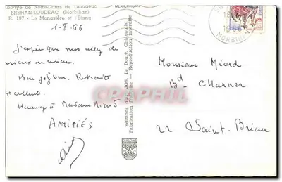 Abbaye de Notre-Dame de l'Imadeuc — Klasztor i Ptak — Wydawnictwo JOS. Châteaulin — Rewers
