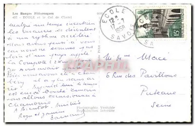 Piekne Bauges — 452 — Szkoła i Przełęcz Chérel — Wydawca: Photo Petit — Rewers