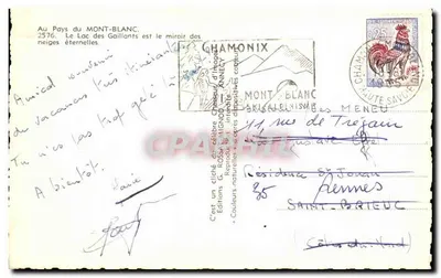 Lago dei Gaillants — Mont-Blanc — Edizioni Chassagnard, n°2576 — Verso