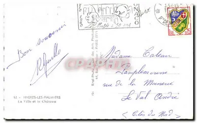 Vue de Hyères-les-Palmiers — Château e cidade — editor C. G. P. n° 191 — Verso