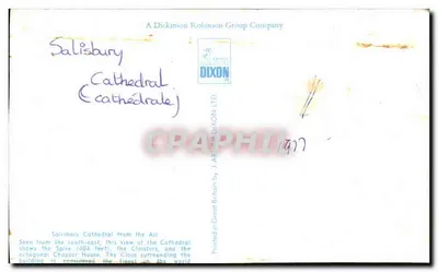 Catedral de Salisbury — vista aérea — A Dickinson Robinson Group Company — Verso