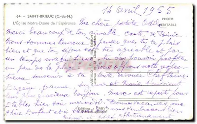 Igreja Nossa Senhora da Esperança — Saint-Brieuc (Côtes-du-Nord) — Editor Gaby — Verso