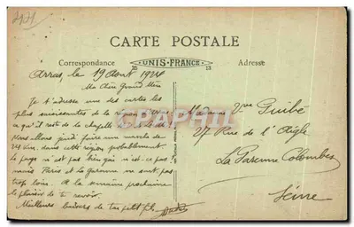 Ablain-Saint-Nazaire dopo la guerra — Il cimitero e il Cristo — Edizione Fauchois, Béthune — Verso