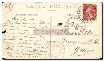 Bilhete postal antigo Mortree feudal e Renascimento Século XVl Castelo de O — Verso