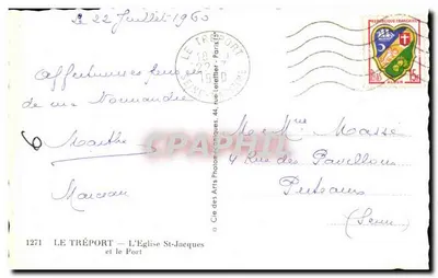Le Tréport — Katedra św. Jakuba i Port — Cie des Arts Photomécaniques, nr 1271 — Rewers