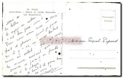 Notre-Dame - Estátua de Santa Geneviève — Chantal, editor — Verso