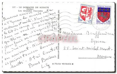 Les Grandes Cascades — Domaine de Sceaux — éditeur Lyne, n°107 — Verso