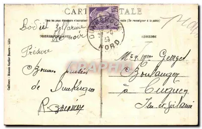 Dunkerque — Rue Clémenceau (vers l'Hôtel de Ville) — E.C. — Achterkant
