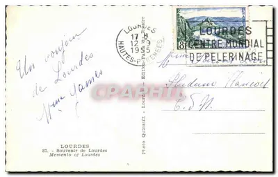 Jaskinia w Lourdes — Najświętsza Maryja Panny z Lourdes — Wydawnictwo Quinault — Rewers