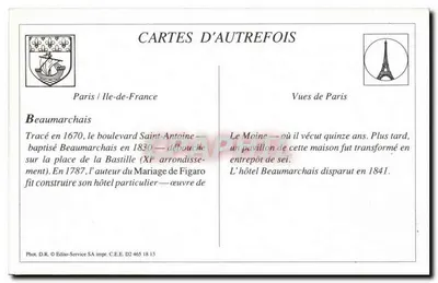 Paryż — Statua Beaumarchaisa — Édito-Service SA, seria D2 465 — Rewers