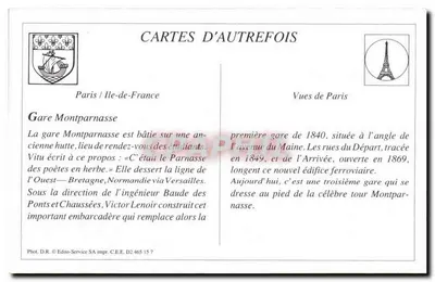 Parijs — Station Montparnasse — Uitgave E. L., Parijs, n°82 — Achterkant