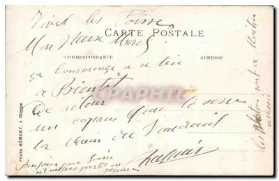 Piloot en passagier in een vliegtuig biplaat — Foto Héméry, te Dieppe — Achterkant