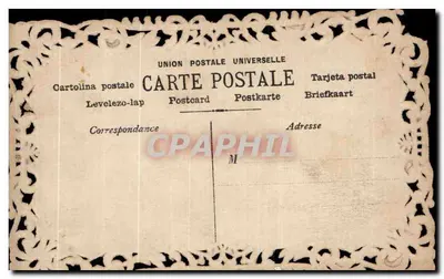 Jeune femme en costume de cour — avec bouquet — éditeur 'UNION POSTALE UNIVERSELLE' (verso) — Verso