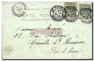 Spektakl marionetek — Havre — Karta z wystawy 1900 — Rewers
