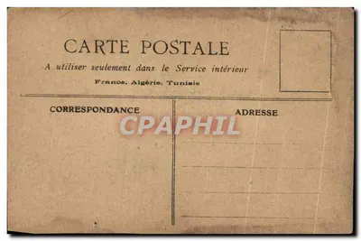 Scène de café — trois hommes dans un café — éditeur V. Camelot, série 'Petits Métiers de la Rue' — Rewers