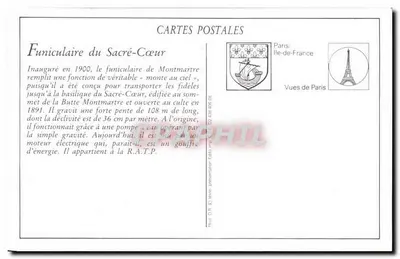 Paris — Der Funicular des Sacré-Cœur — I.L. — Rückseite
